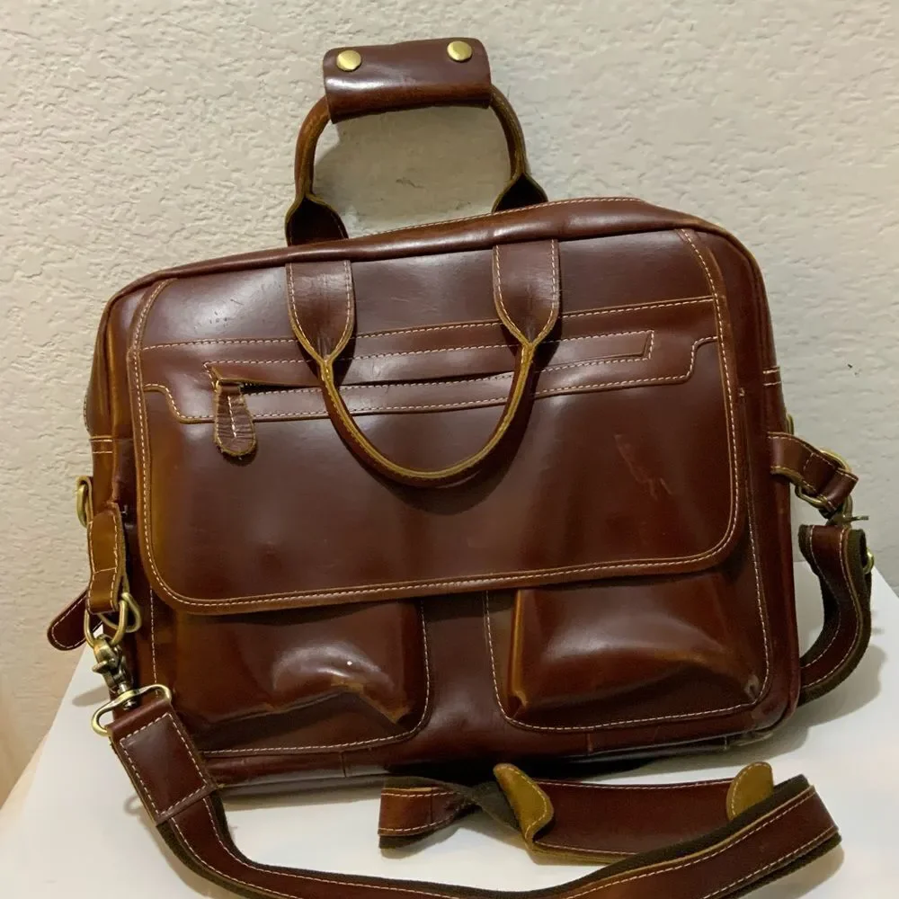 Iswee Leather Briefcase Crossbody Messenger Bag